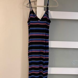 Express ribbed stripe midi dress